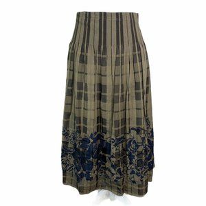 Marc Aurel Plaid Floral Bellow Knee A Line Skirt